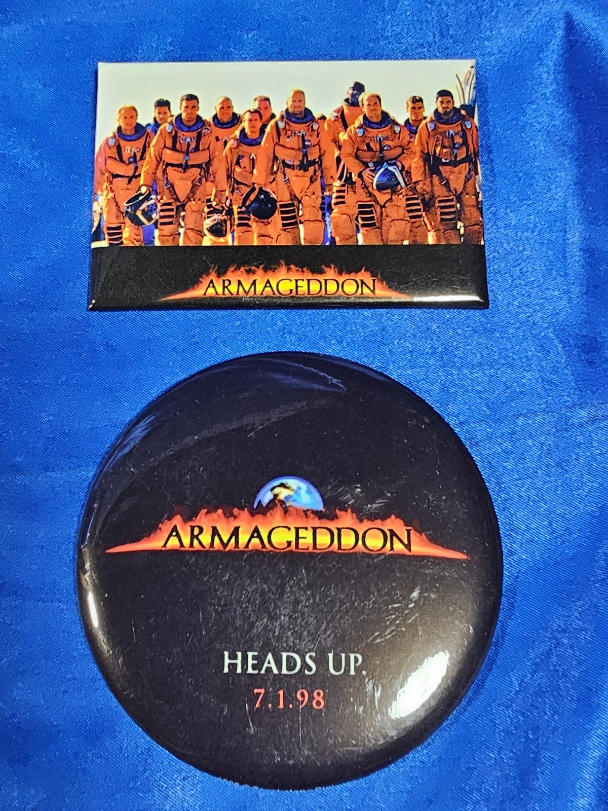 1998 ARMAGEDDON MOVIE THEATRE PROMO PIN BUTTON LOT PINBACK ASTRONAUT
