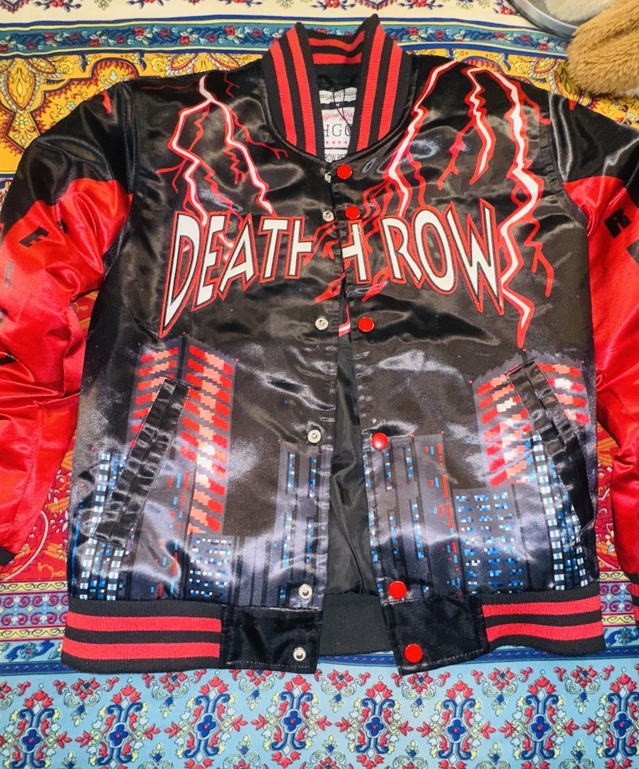 Headgear Classics Death Row Records Satin Jacket Black/Red Snap Front Size M