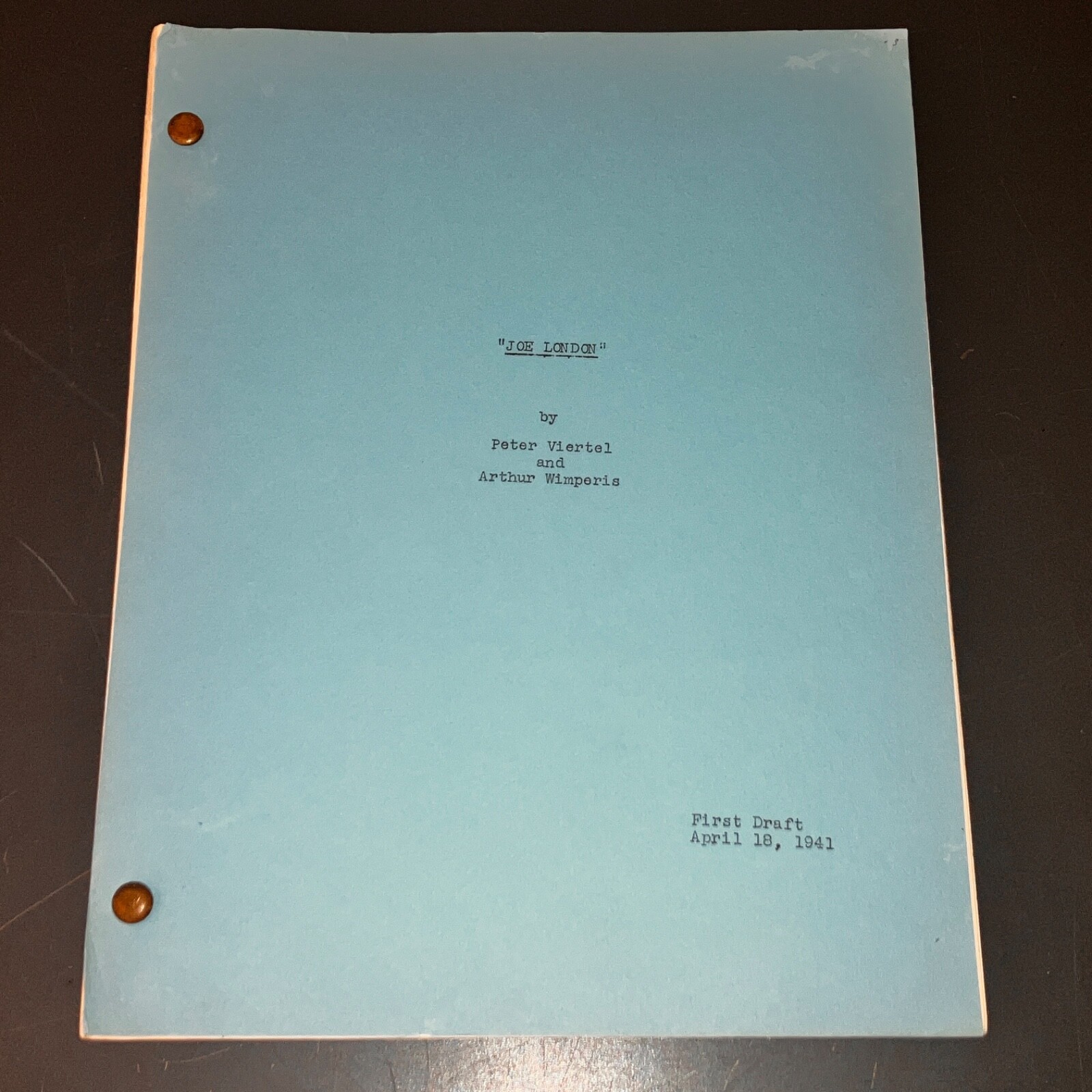 JOE LONDON 1941 Original Selznick Personal First Draft Viertel Wimperis COA