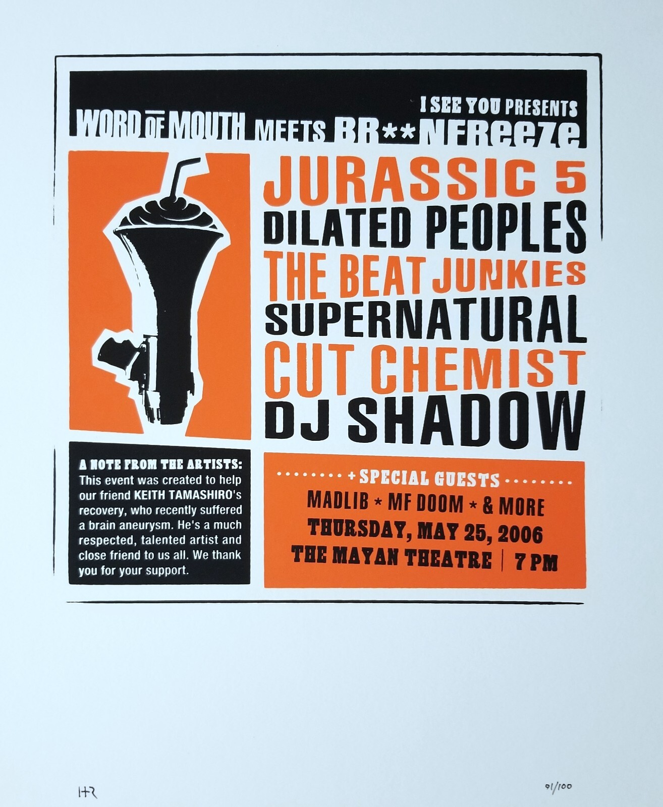 MF DOOM MADLIB JURRASIC 5 DILATED PEOPLES DJ SHADOW CONCERT POSTER RAP Lp 12″ cd