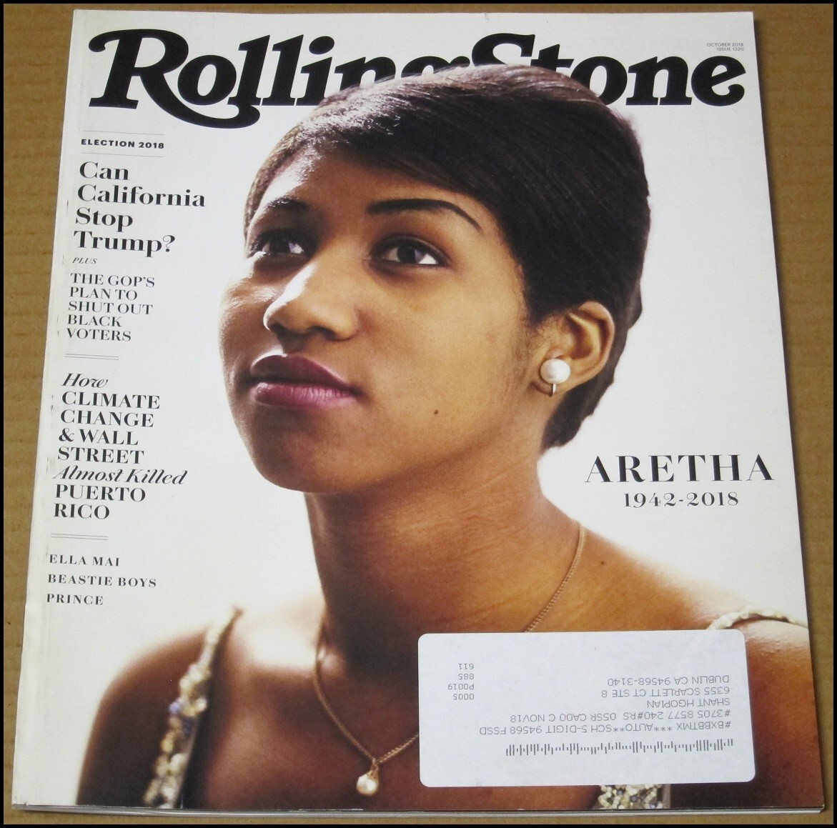 Oct 2018 Rolling Stone Magazine Aretha Franklin Alexandria Ocasio-Cortez Puerto