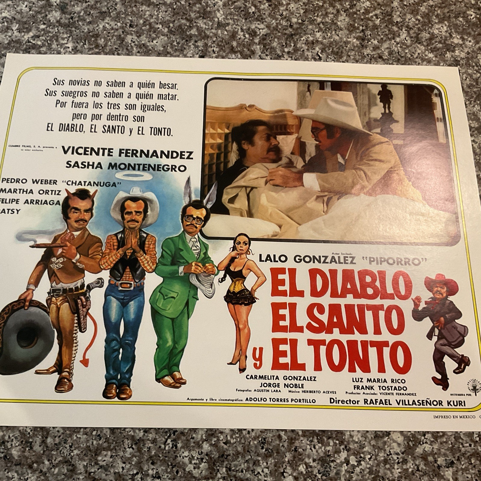 (1987)Mexican Diablo,El Santo, Y El Tonto Lobby Card 16×12 Vicente Fernandez