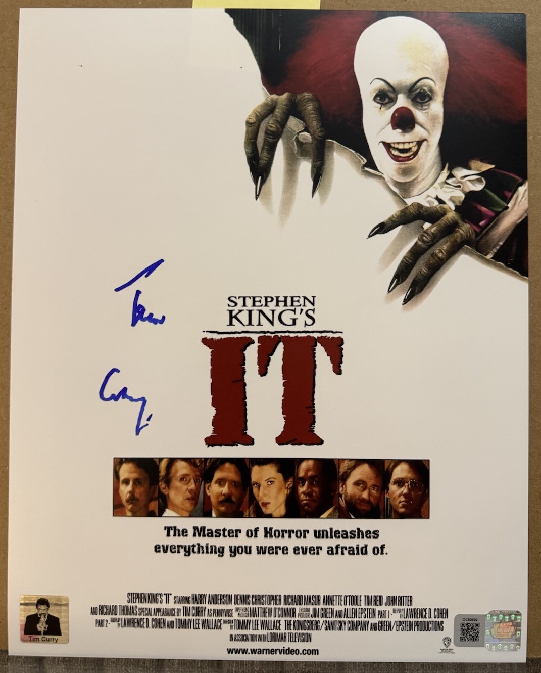 Tim Curry Signed Pennywise from IT 8×10 Photo OCCM Autograph