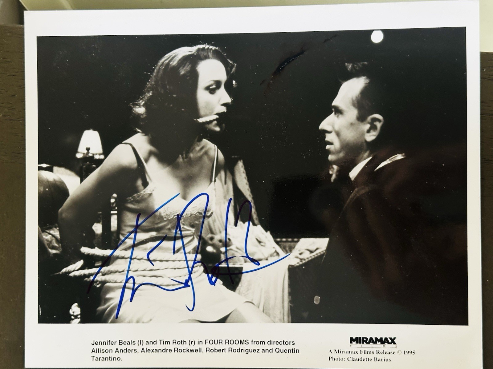 Tim Roth signed Four Rooms’ Quentin Tarantino, Rodriguez 8×10 Original B&W Photo