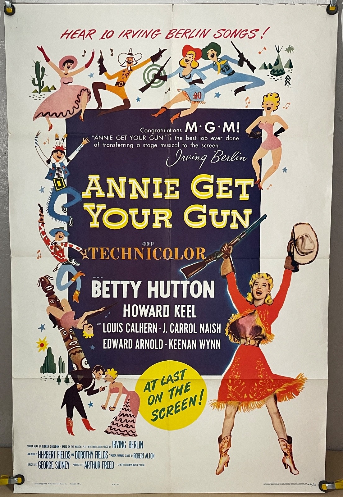 ANNIE GET YOUR GUN FF ORIGINAL ONE SHEET MOVIE POSTER BETTY HUTTON RR62 (1950)