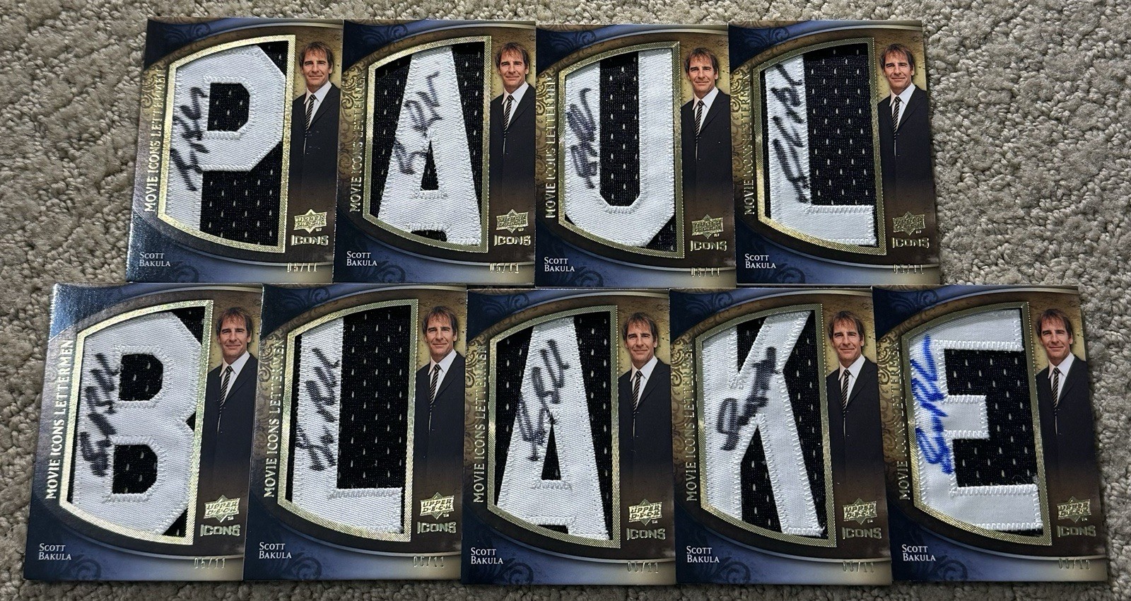 Scott Bakula Signed Autograph Auto Upper Deck Icons Letterman Complete Set #5/11