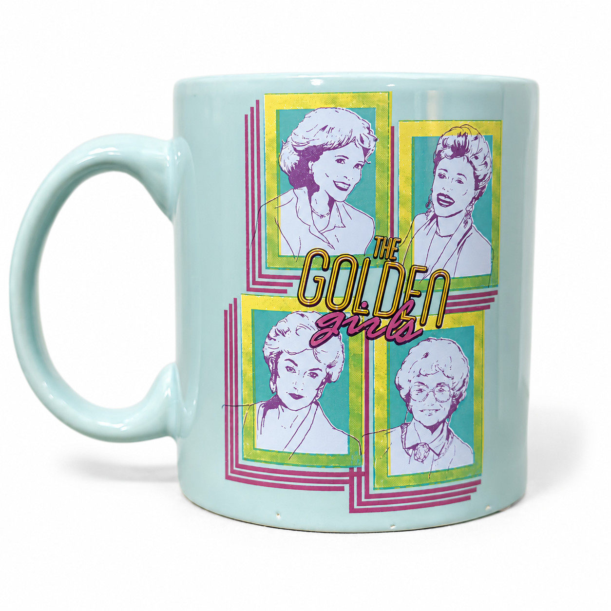 Vintage Golden Girls 20oz Ceramic Mug Aqua Teal Retro TV Show Coffee Cup New