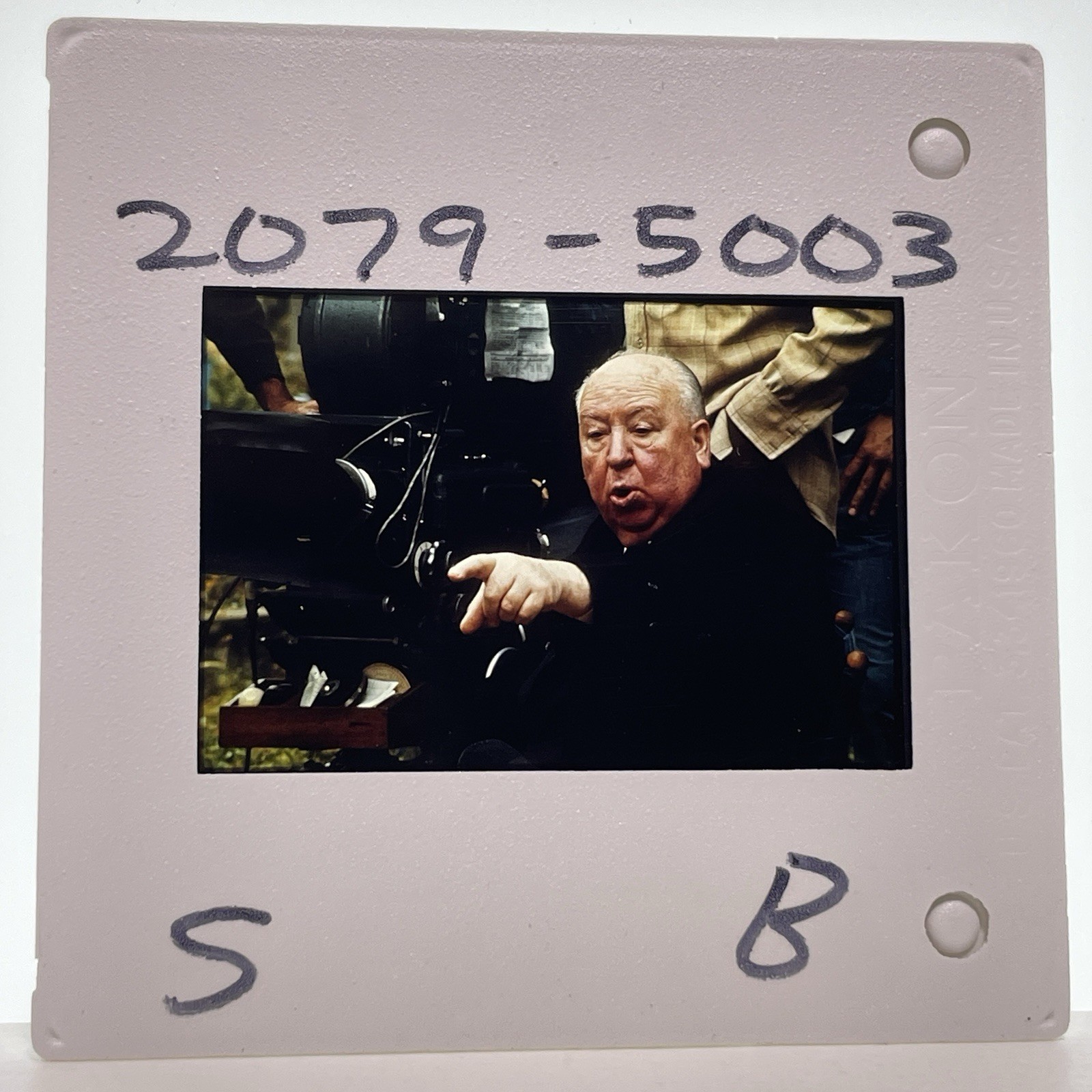 35mm Slide Alfred Hitchcock Movie Director On Film Set Vtg Publicity #1