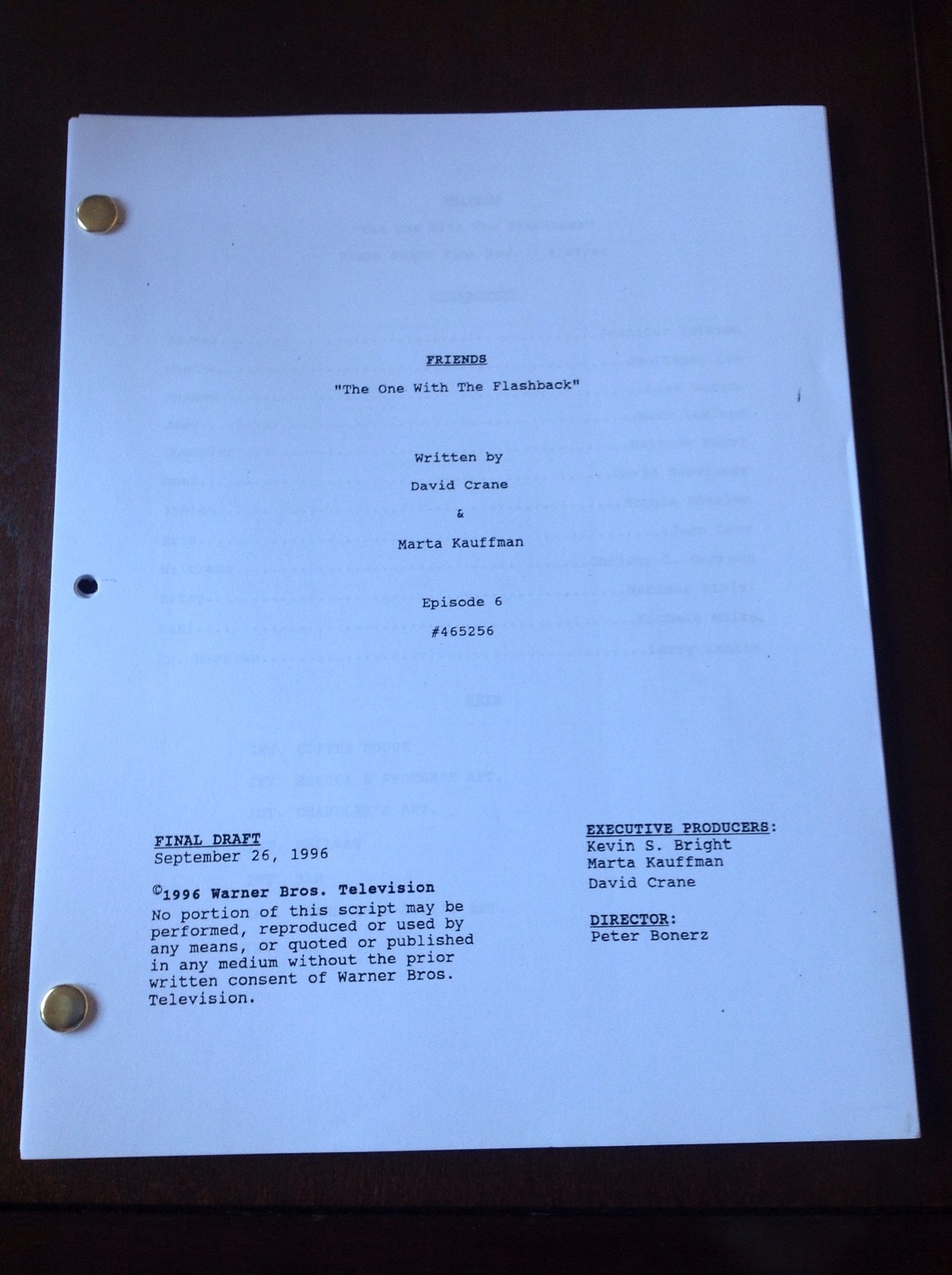 (1) FRIENDS TV Script The One With The Flashbacks Final Draft Jennifer Anniston