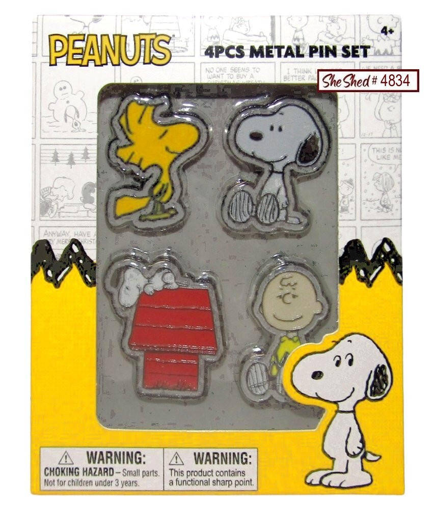 Peanuts Snoopy Woodstock Charlie Brown Metal Trading Pins Lot of 4 VGC