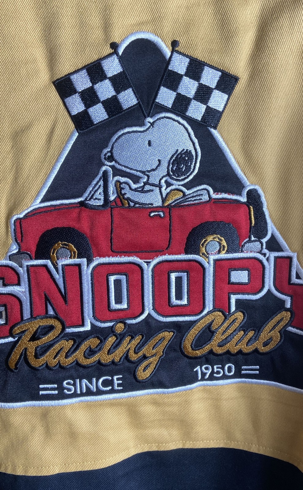 Peanuts Snoopy Racing Club Bomber Jacket Checkerboard BoxLunch NWT Sz L
