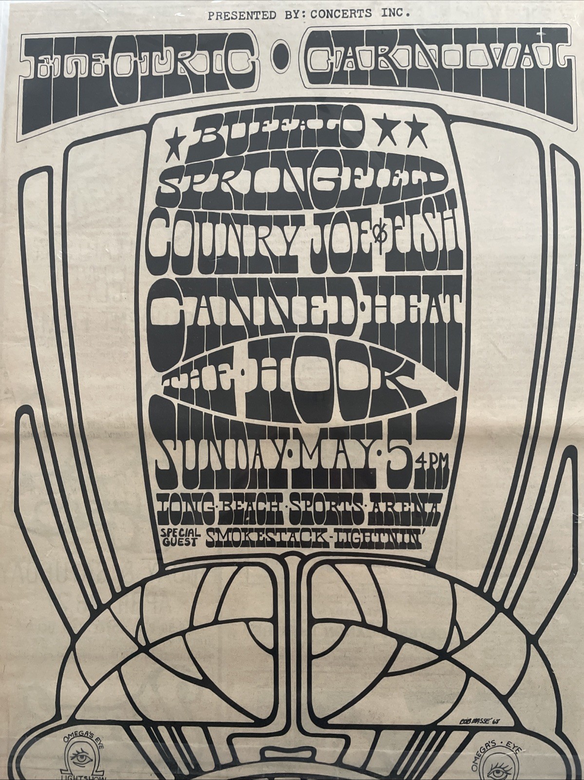 1968 Buffalo Springfield , Canned Heat, ‘ ELECTRIC CARNIVAL’ Concert Ad