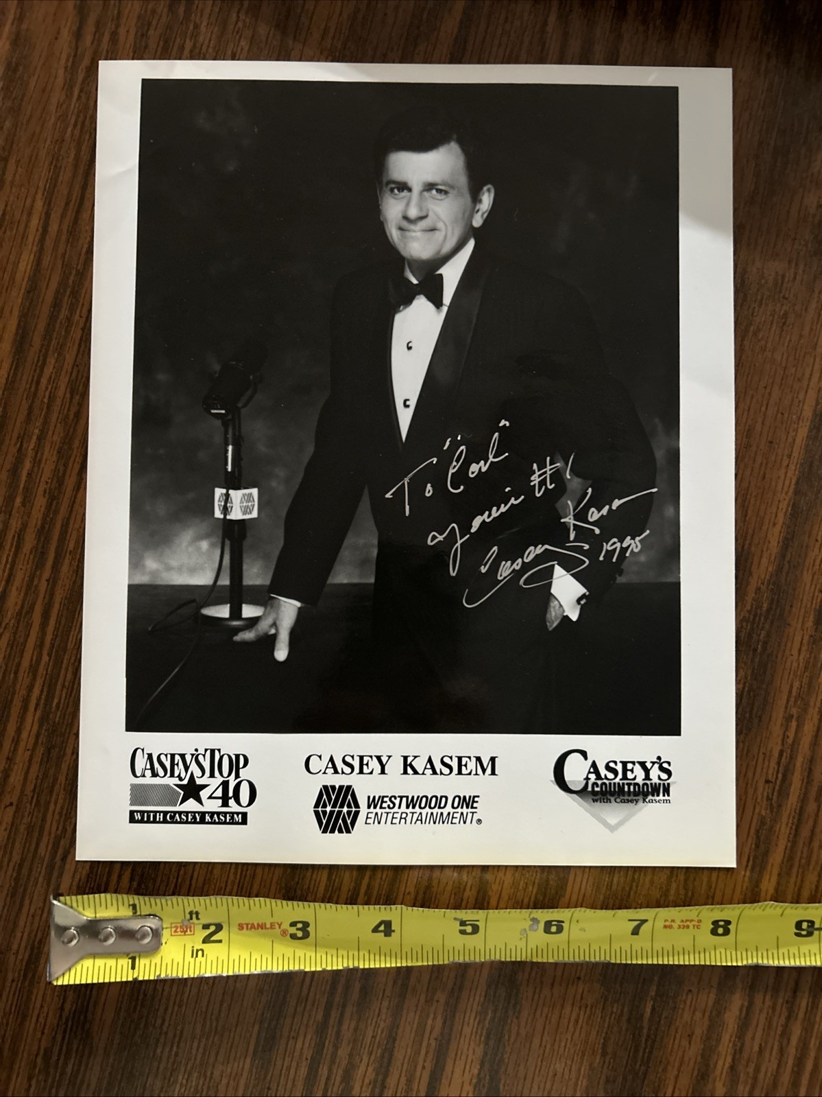 Casey Kasem Autographed Original 8×10 Black And White Photo HIT MUSIC COUNTDOWN