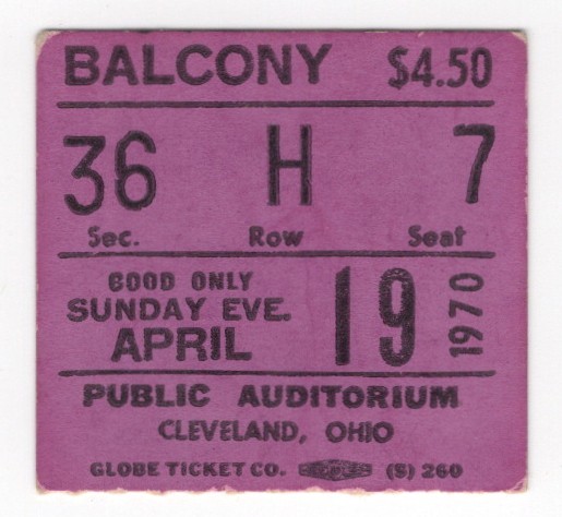 The Temptations & Watts 103rd Street Rhythm Band 4/19/70 Cleveland Ticket Stub