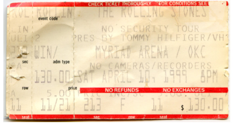 The Rolling Stones The Myriad Arena (Oklahoma City, OK) – April 10, 1999