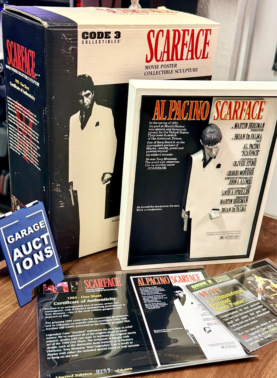 Scarface – Code 3 Collectibles – Movie Poster – FULL CIB – *Nice!* – Sculpture