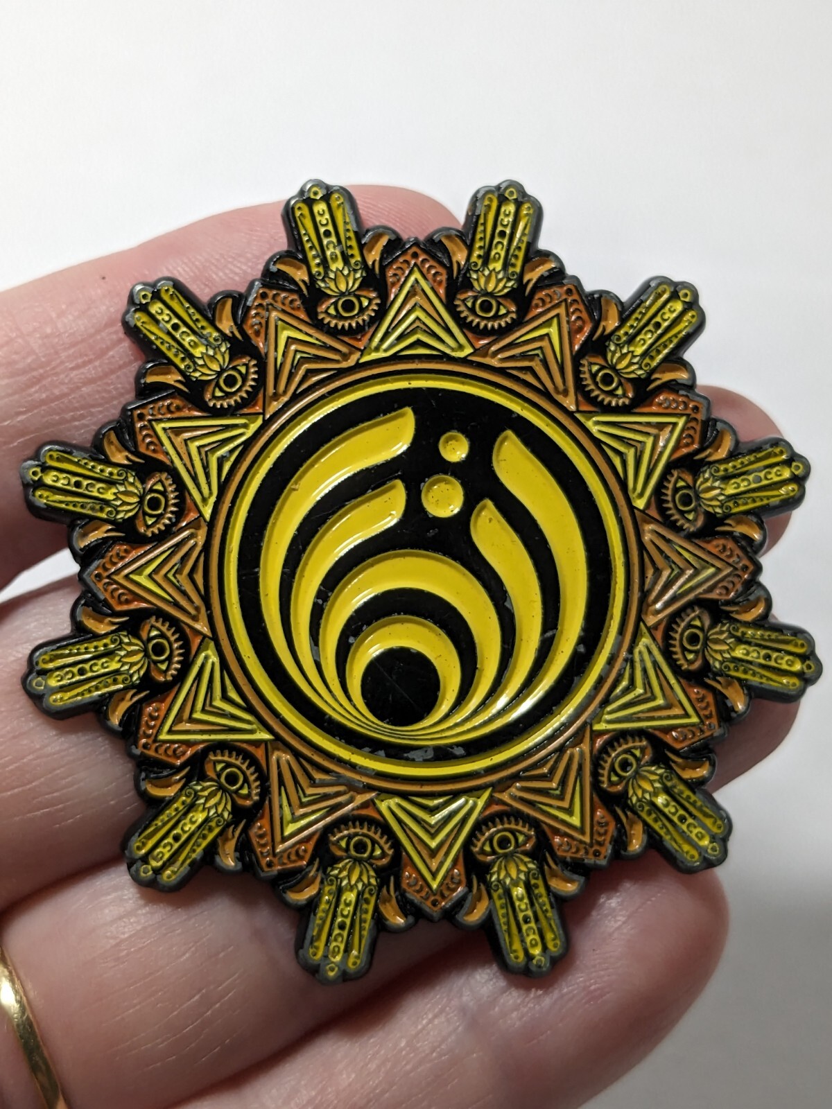 Bassnectar EDM Enamel Bassdrop Hamsa Mandala Hat Pin Concert Memorabilia