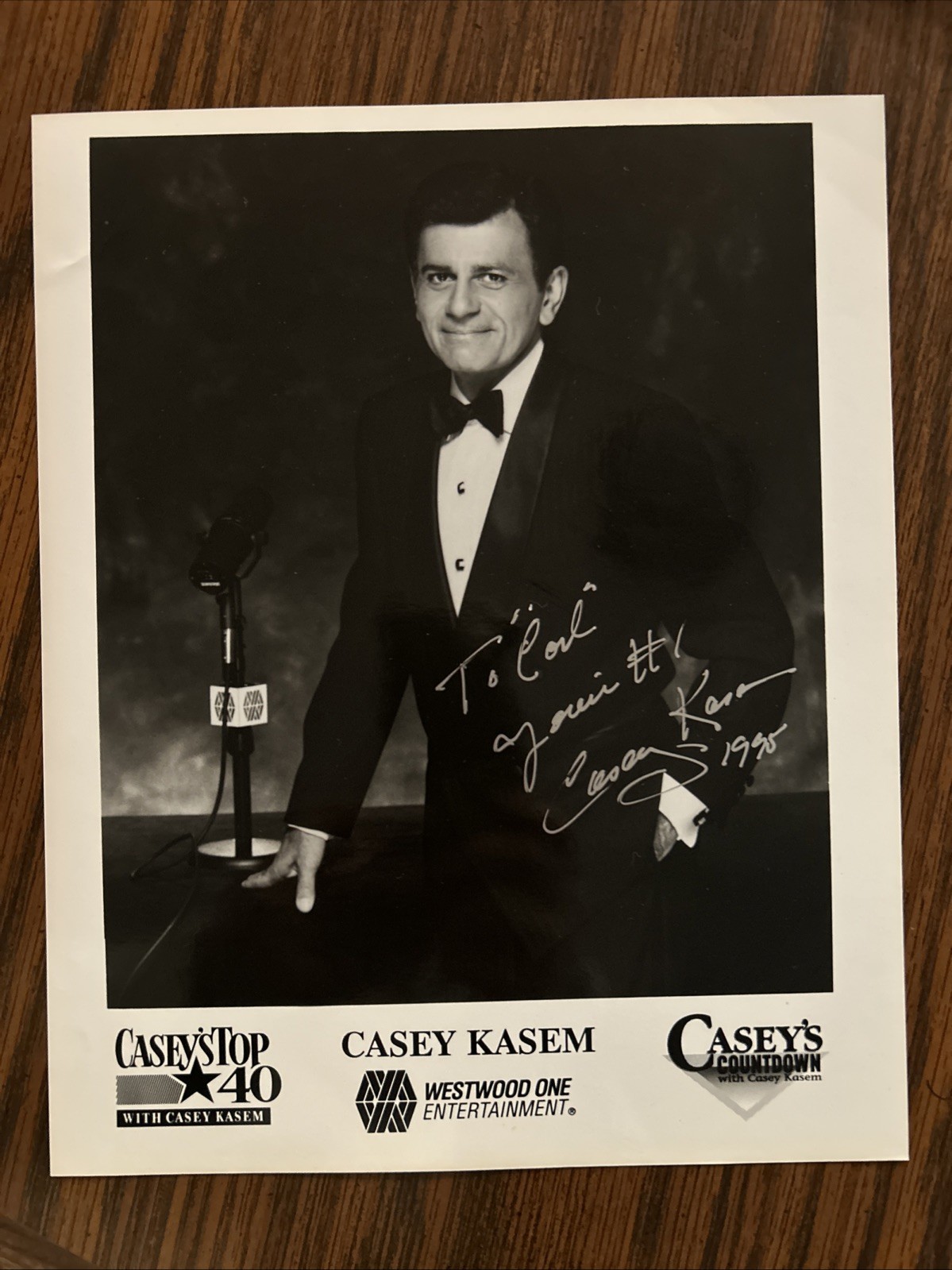 Casey Kasem Autographed Original 8×10 Black And White Photo HIT MUSIC COUNTDOWN