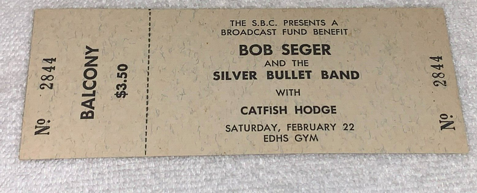 BOB SEGER RARE 1975 DETROIT HIGH SCHOOL GYM UNUSED CONCERT TICKET EDHS Ephemera
