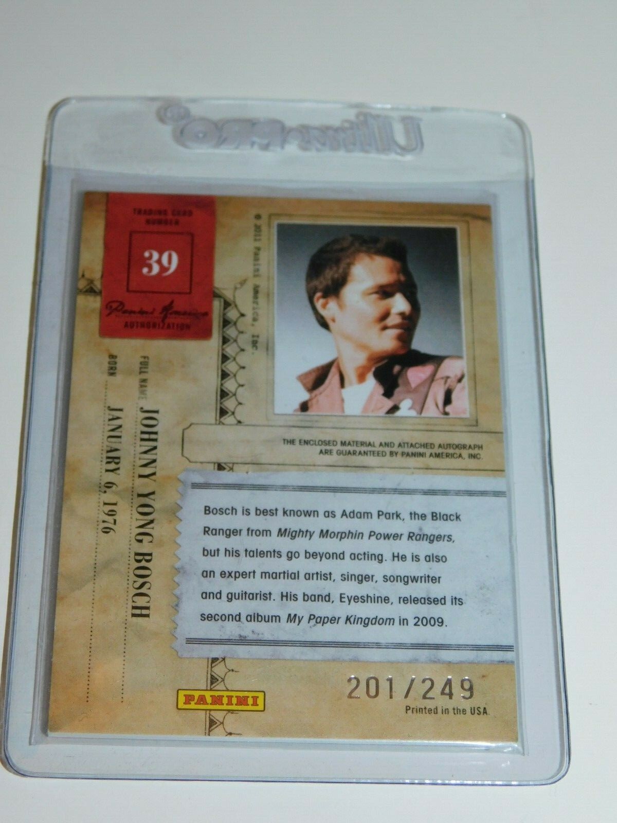 Power Rangers SIGNED RELIC AUTO Johnny Yong Bosch Autographed Panini GreenRanger