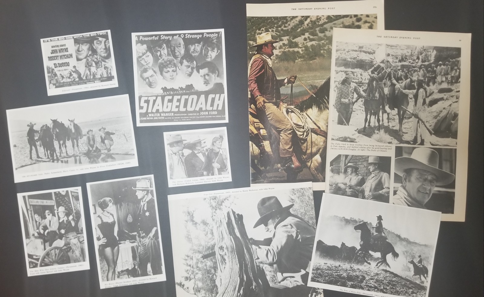 JOHN WAYNE CLIPPINGS 25+ Photos Book Magazine Pages THE DUKE AMERICAN HERO