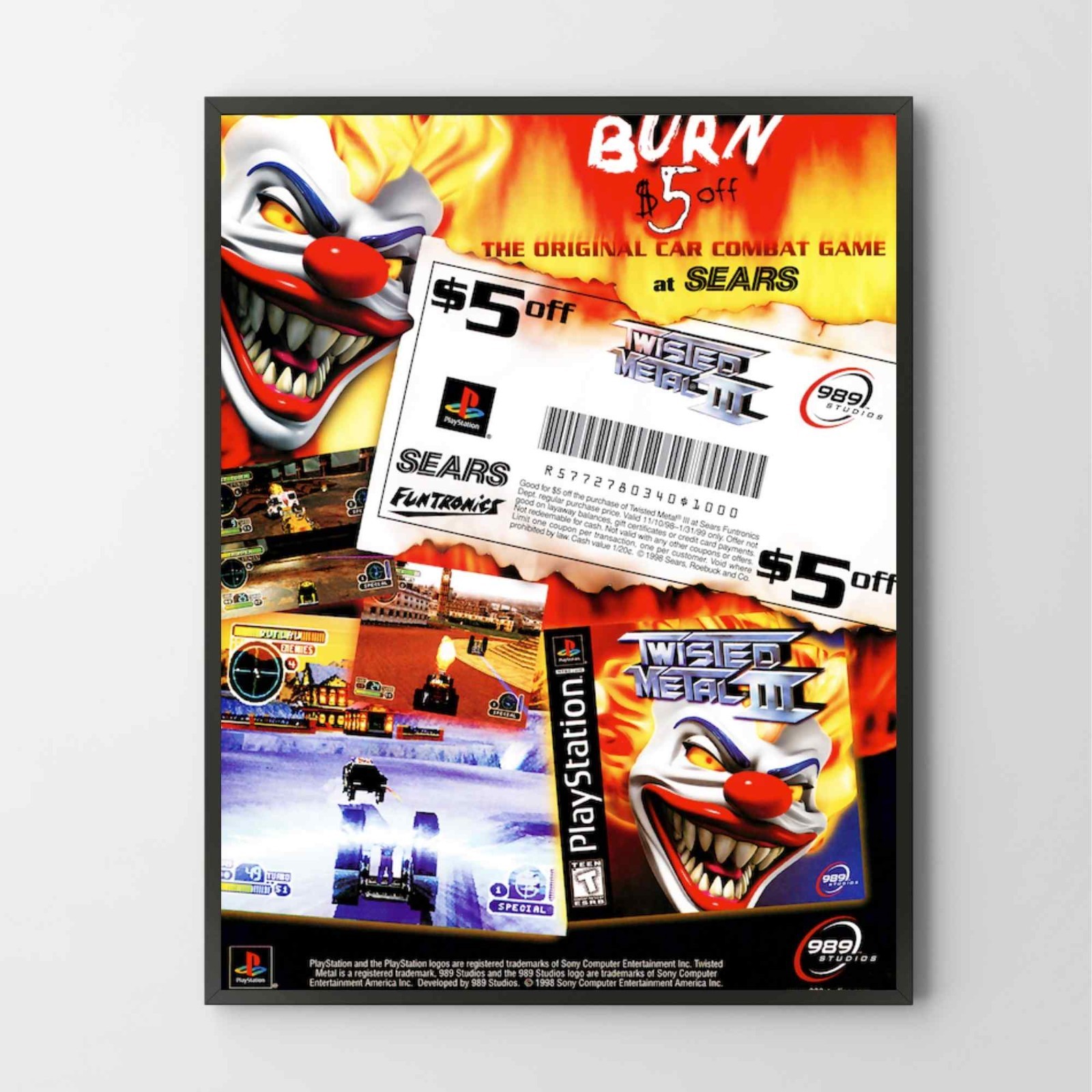 Poster Twisted Metal III Playstation PS1 Glossy Unframed Poster Print G6011