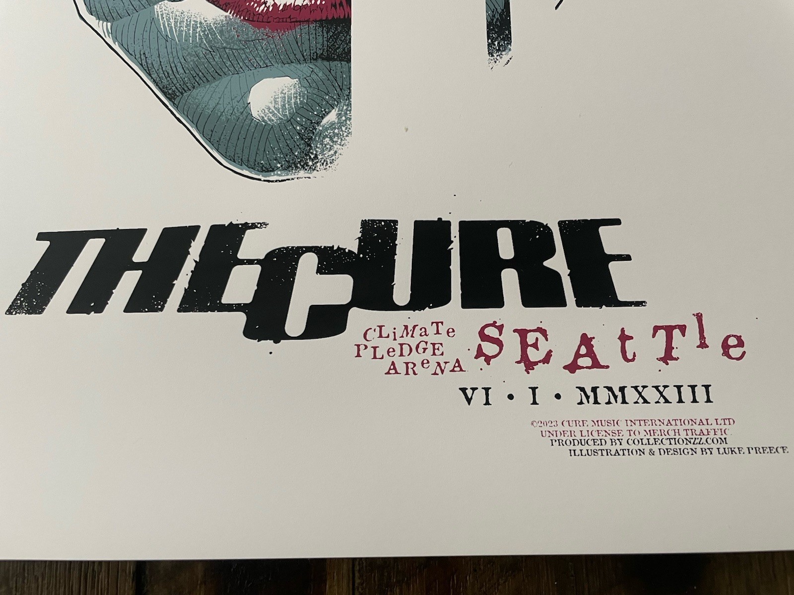 THE CURE Seattle WA Concert Poster 6/1/2023 Climate Pledge Arena Robert Smith
