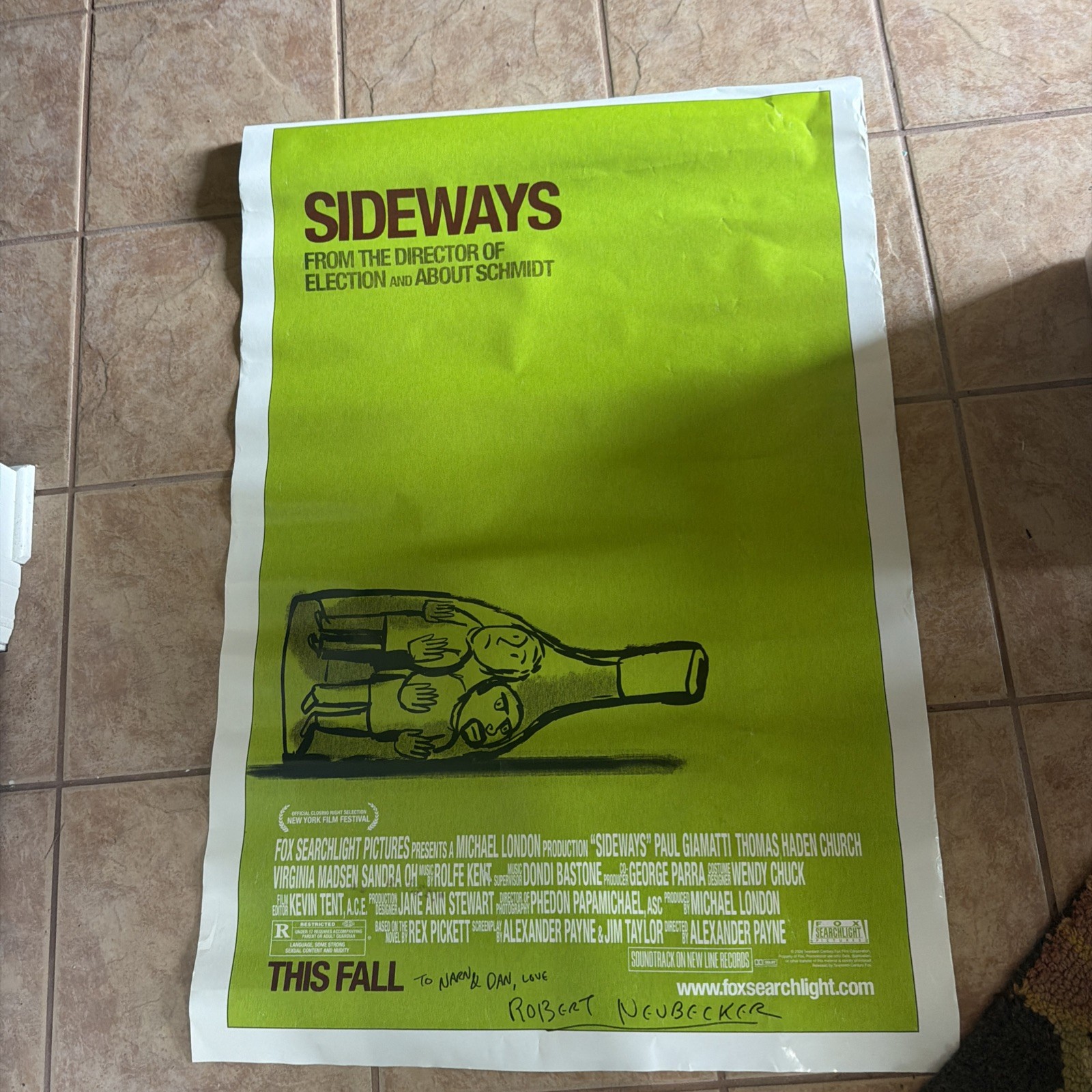 Sideways Poster Signed By Robert Neubecker, Illustrater