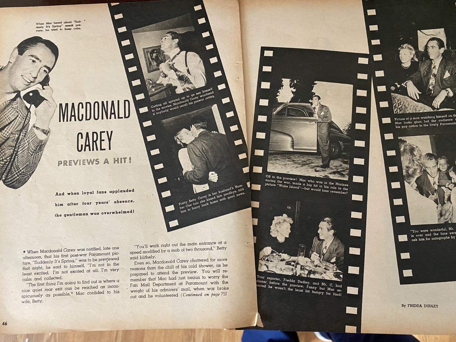 Macdonald Carey, Three Page Vintage Clipping