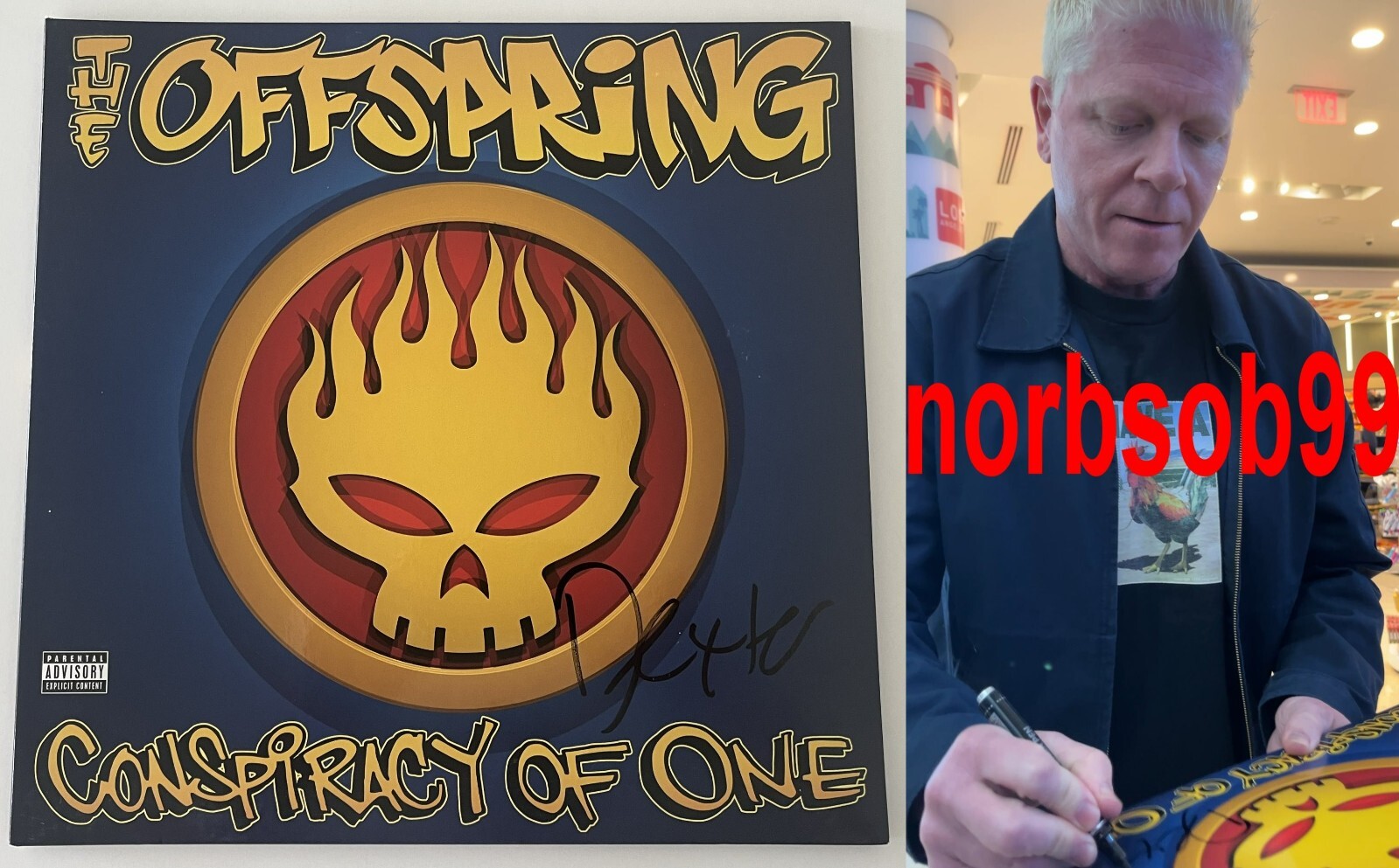 DEXTER HOLLAND SIGNED THE OFFSPRING CONSPIRACY OF ONE VINYL w/PROOF BECKETT COA