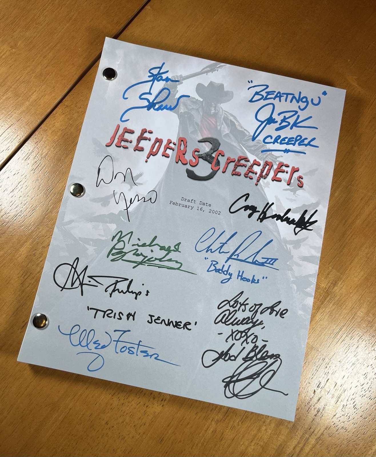 Jeepers Creepers Trilogy Scripts Signed- Autograph Reprints- READ DESCRIPTION