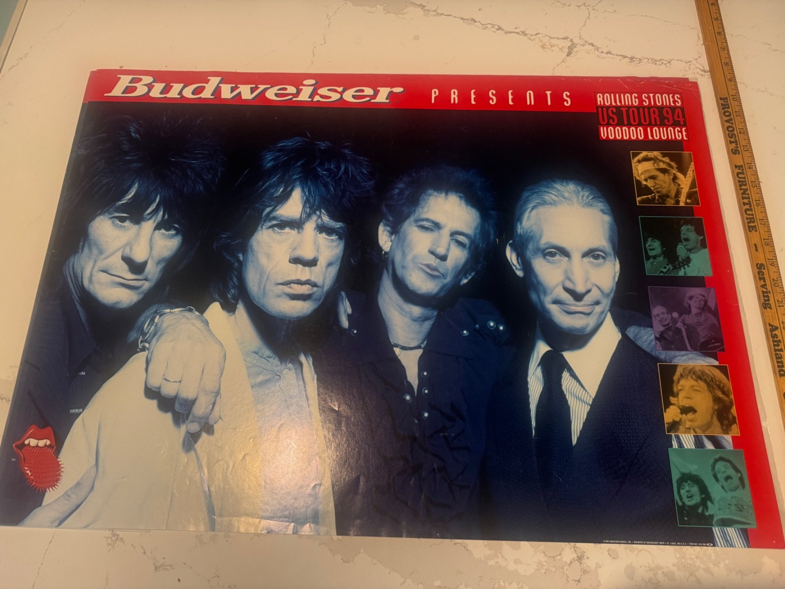 ROLLING STONES VooDoo Lounge Tour 1994 Budweiser U.S. Promo Poster M- Used 31×23