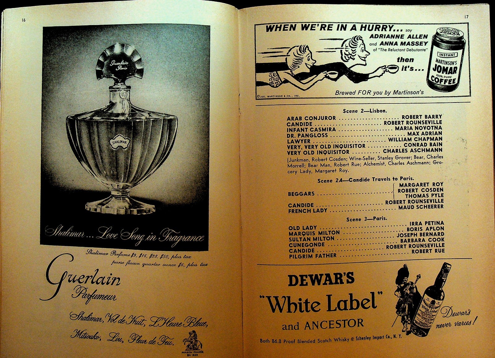 Candide Playbill December 3 1956 Conrad Bain Irra Petina Barbara Cook