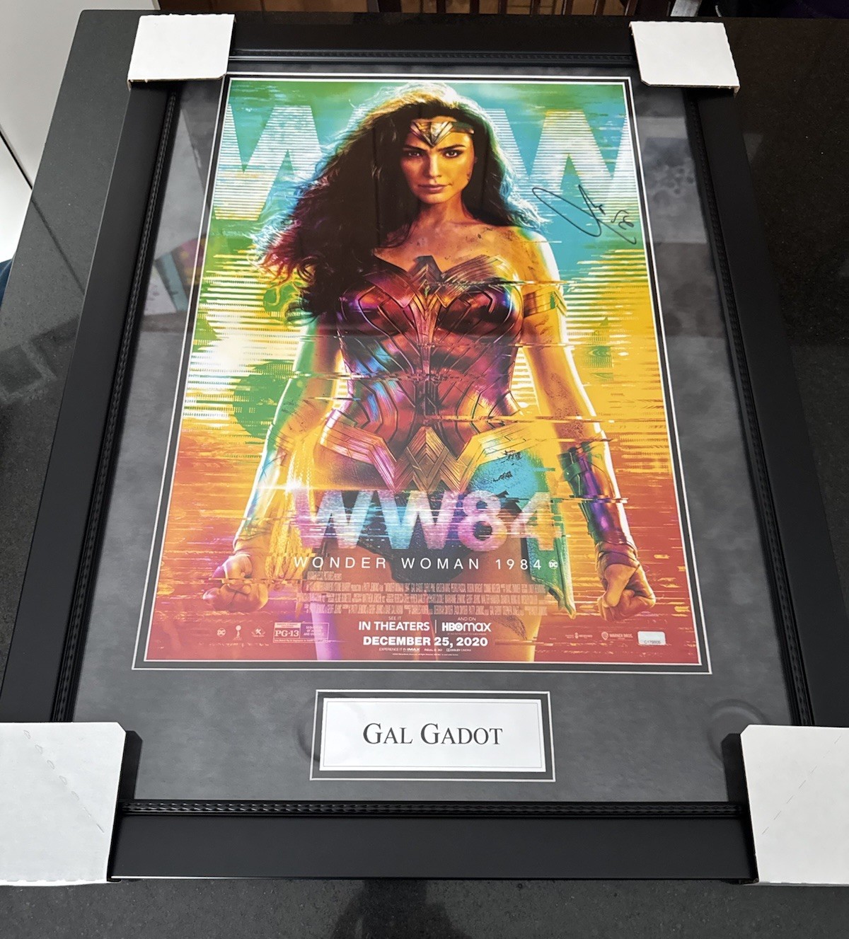 Gal Gadot Signed Wonder Woman 84 16×24 Poster Framed Autographed Photo