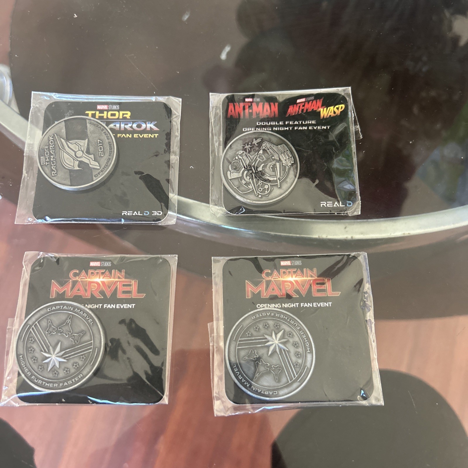Marvel Opening Night Fan Event Real 3D Coin Lot 4 Ant Man Thor 2 Captain Marvel