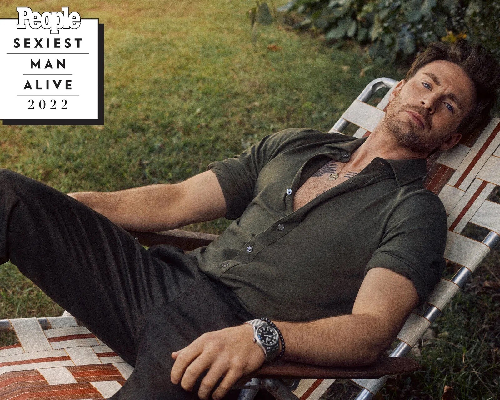 Chris Evans Lying In Green Shirt And Black Pants 8×10 PHOTO PRINT