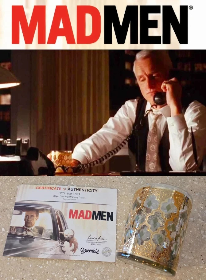 MAD MEN: John Slattery/Roger Sterling cocktail glass with Studio COA