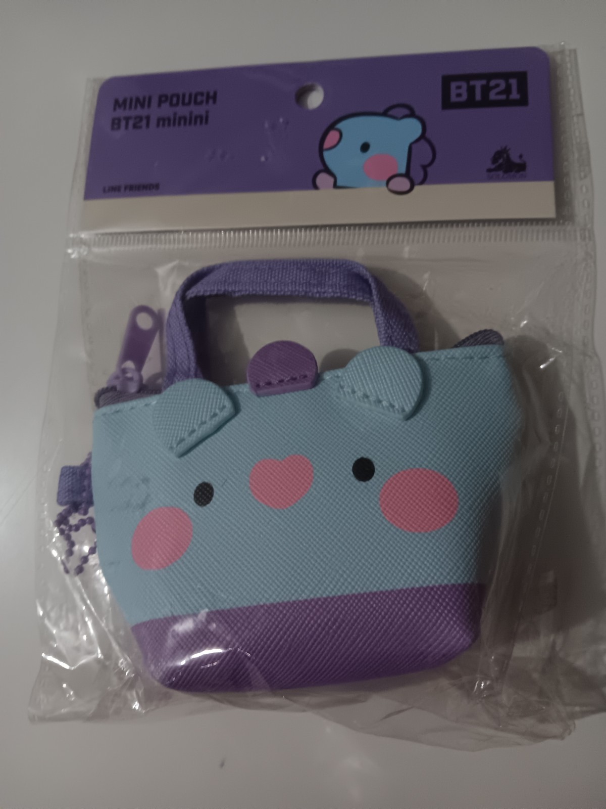 NWT Official BT21 Minini MANG Mini Pouch BTS J Hope w/ Zipper Attach To Bag/Key