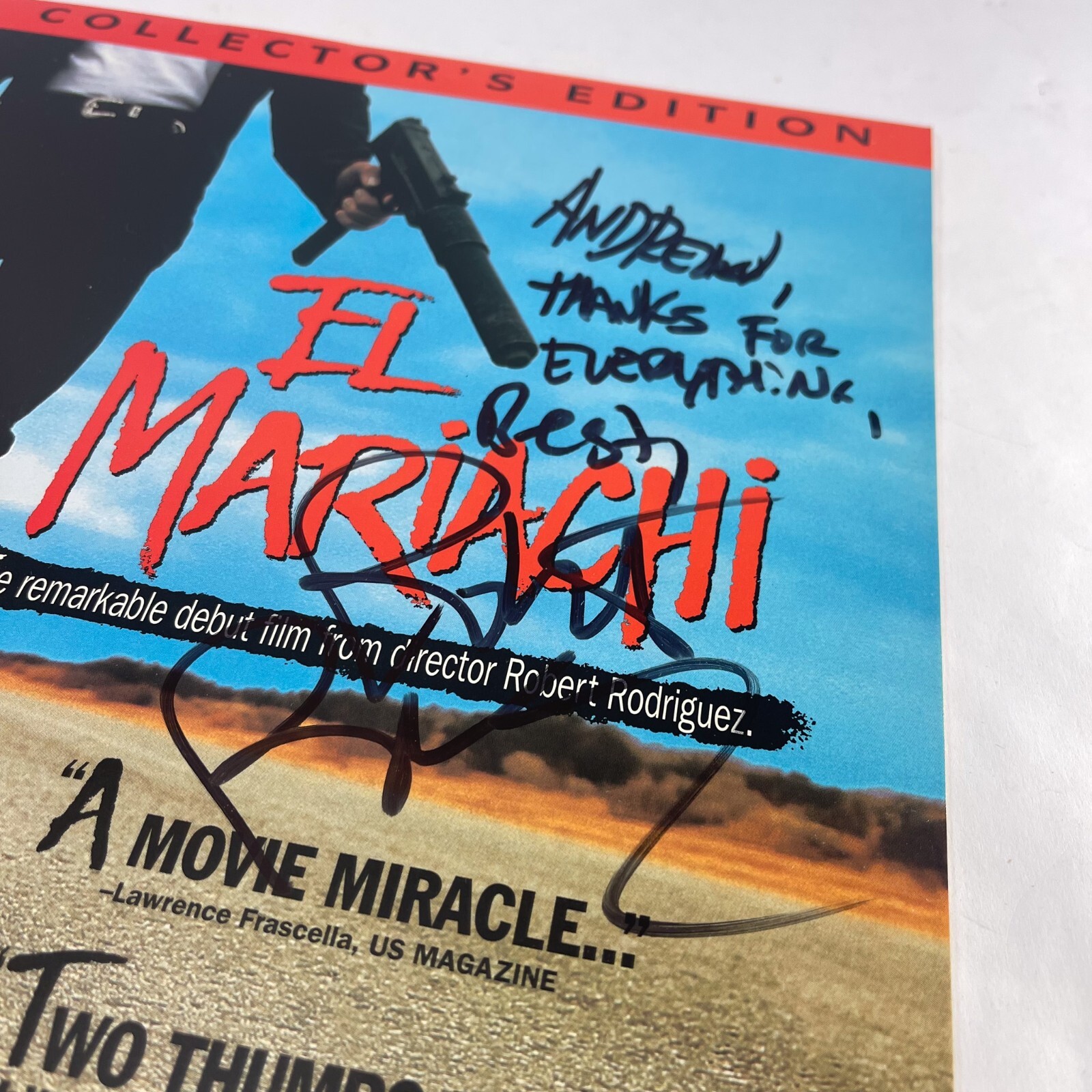 Robert Rodriguez ‘El Mariachi’ Director Signed Autograph Laserdisc COVER
