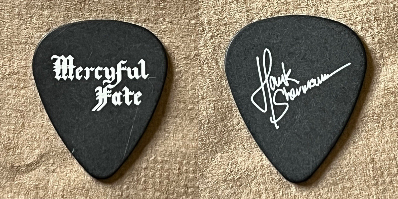 (1) *RARE* HANK SHERMANN ( MERCYFUL FATE ) guitar pick / plectrum • KING DIAMOND