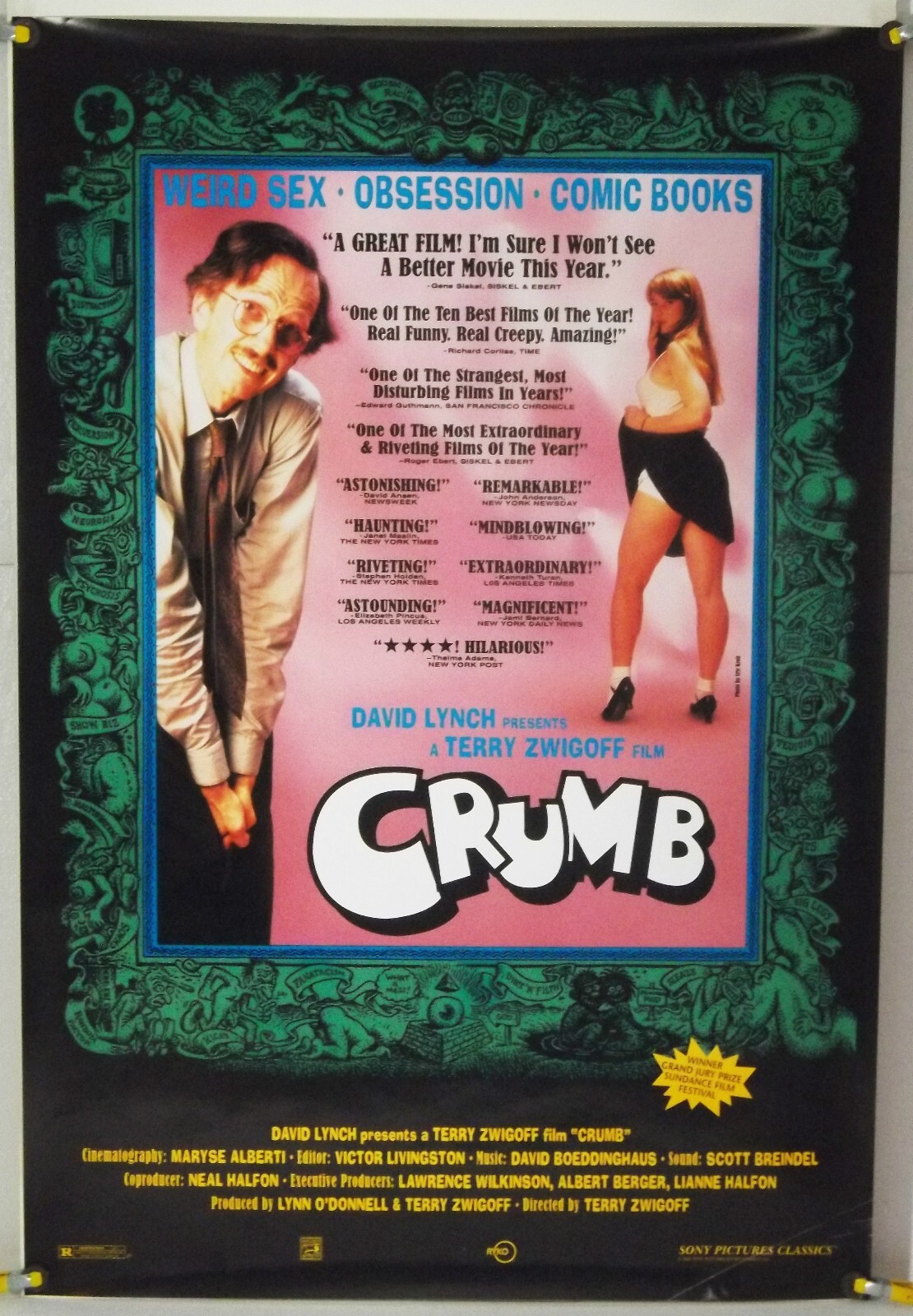 CRUMB ORIGINAL ROLLED 27X41 MOVIE POSTER 1994 ROBERT CRUMB UNDERGROUND COMIX