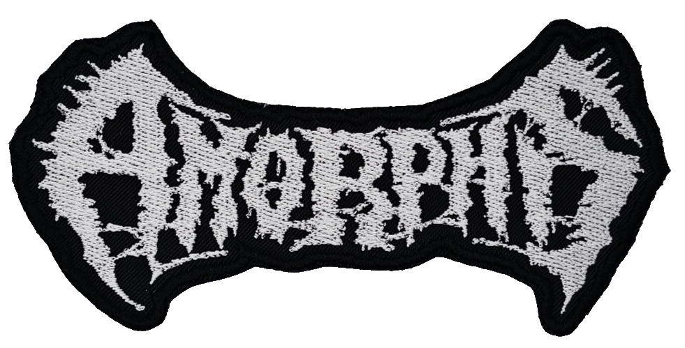 AMORPHIS WHITE LOGO (shaped border) EMBROIDERED PATCH