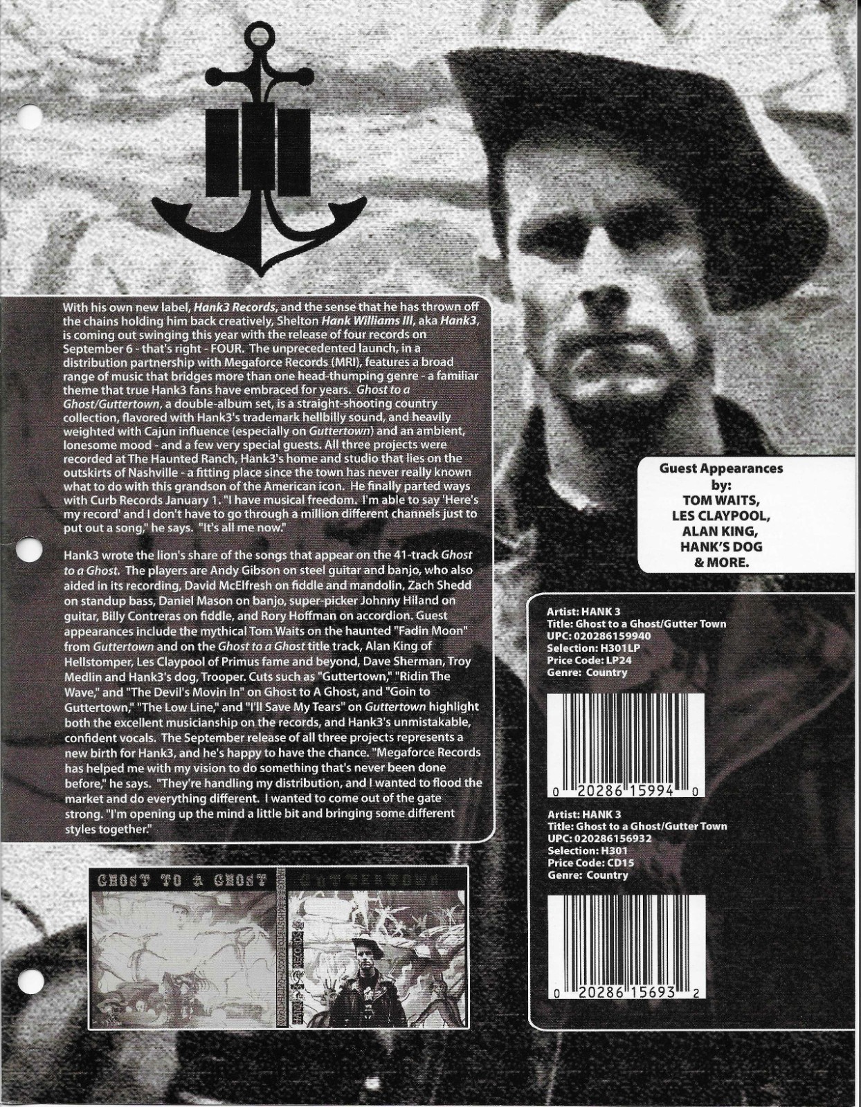 HANK III Williams & PUDDLE OF MUDD Double Sided PROMO TRADE AD Poster of 2011