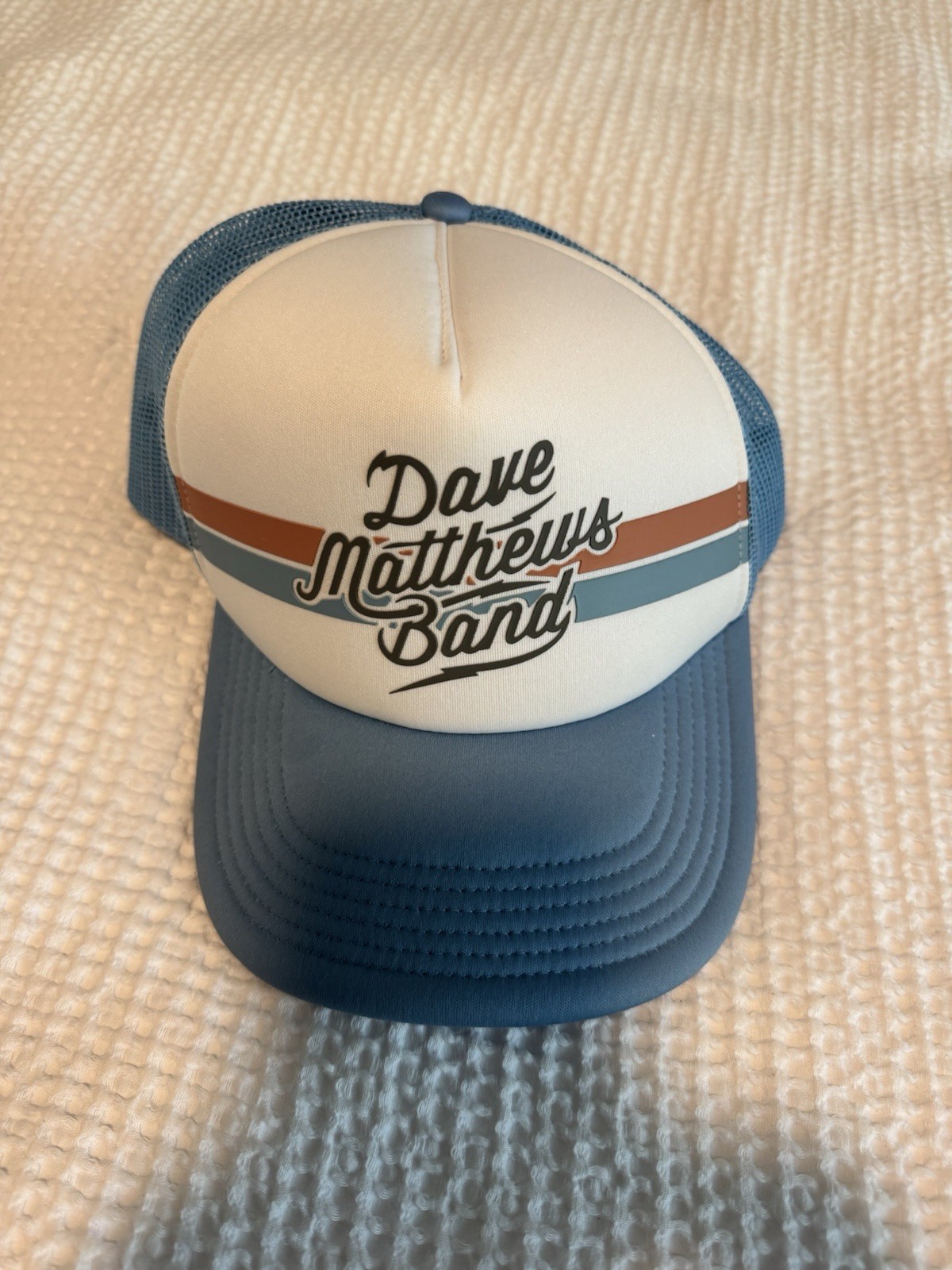 Dave Matthews Band Blue & White Mesh Snapback Trucker Hat Cap