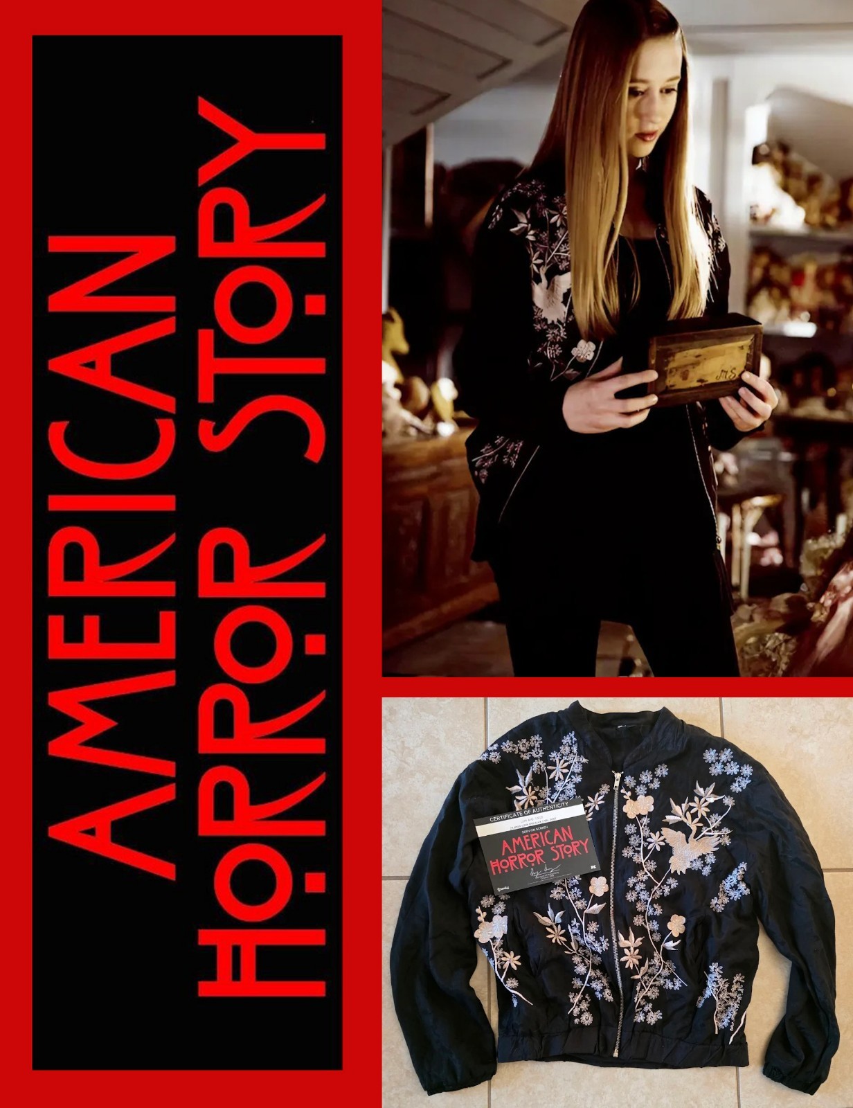 AMERICAN HORROR STORY: Zoe/Taissa Farmiga embroidered jacket w/Studio COA