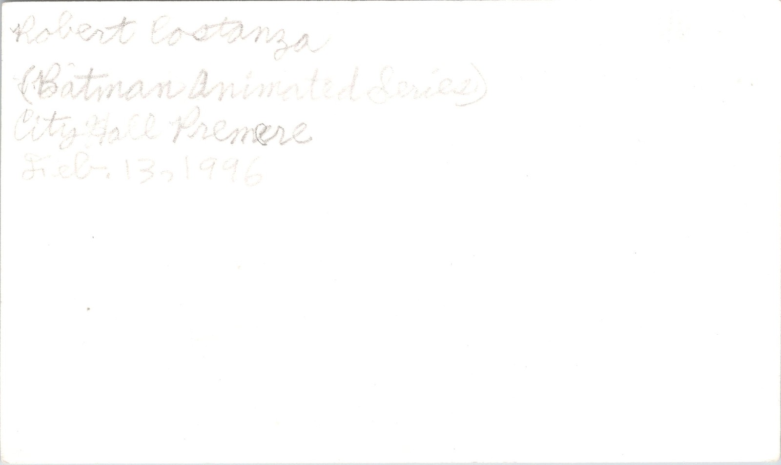 Robert Costanzo Signed 3×5 Index Card Batman Animated Series Autographed