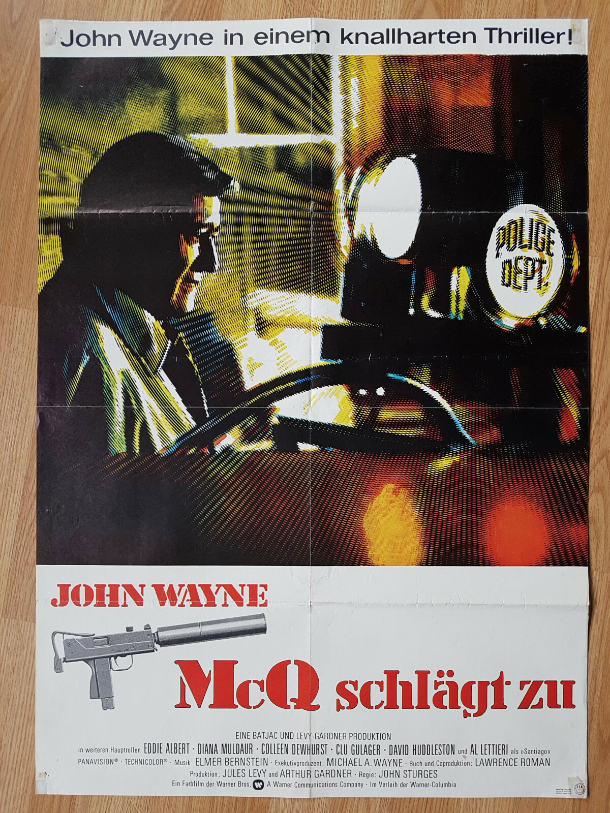 JOHN WAYNE – rare German 1-sheet poster 1974 – McQ – John Sturges EDDIE ALBERT