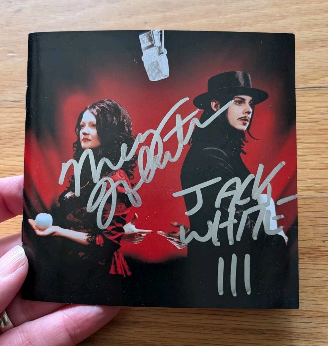 The White Stripes – Signed CD Booklet Jack & Meg RARE – Get Behind Me Satan