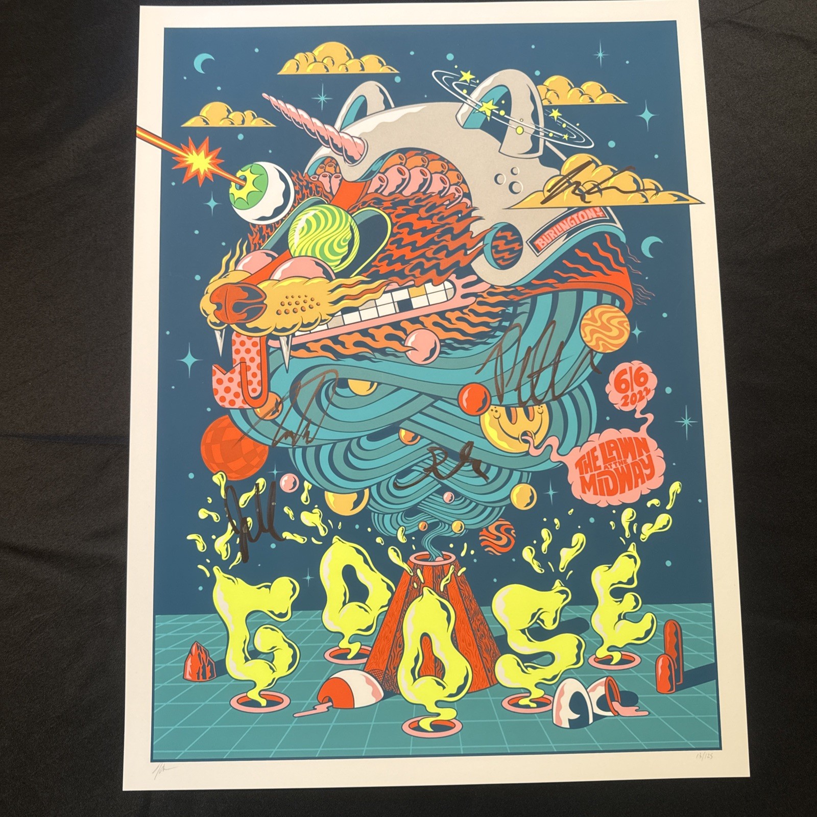 GOOSE Band Signed Concert Poster Burlington VT 2022 Lawn Midway 13/125 MINT Rare