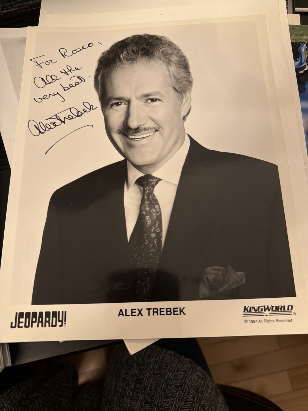 Jeopardy Host Alex Trebek Signed Autograph 8×10 B&W Promo Photo